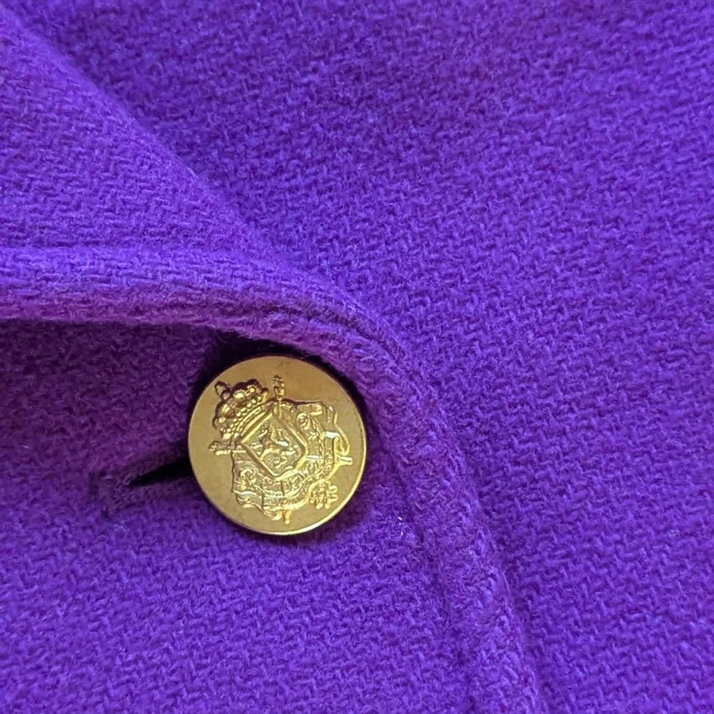 J.Crew Royal Purple Wool Peacoat Italian Stadium Cloth | Golden Crest Buttons 4